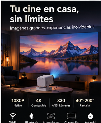 Cine en casa con proyector portátil Full HD